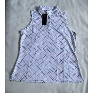 adidas Women's Polo Golf  Striped  Shirt Collegiate  Red‎ White Size L
